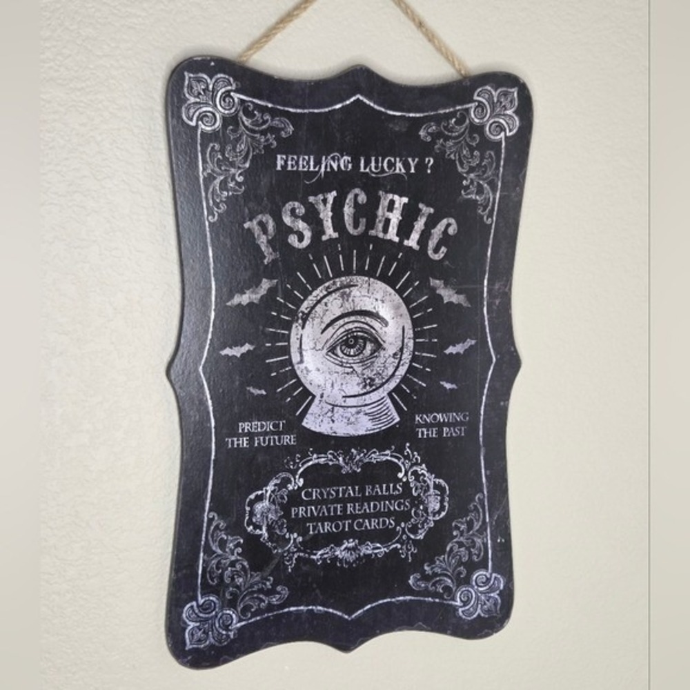 Psychic Wooden‎ Wall Decor Sign Halloween Eyeball Gothic Fortune Teller Witch